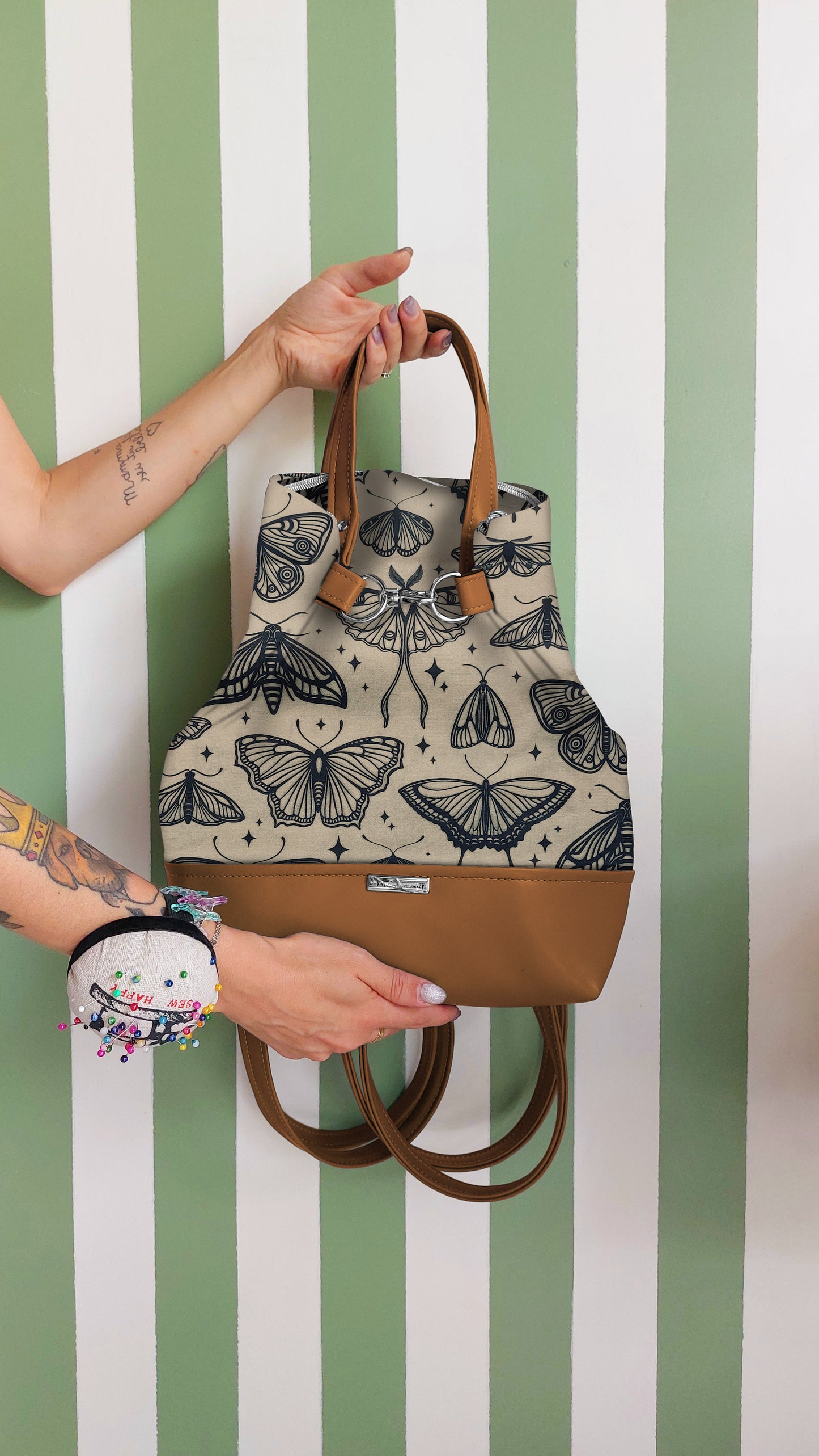 BORSA ZAINO 3 IN 1 CUOIO / butterfly beige