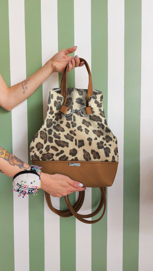 BORSA ZAINO 3 IN 1 CUOIO / animalier