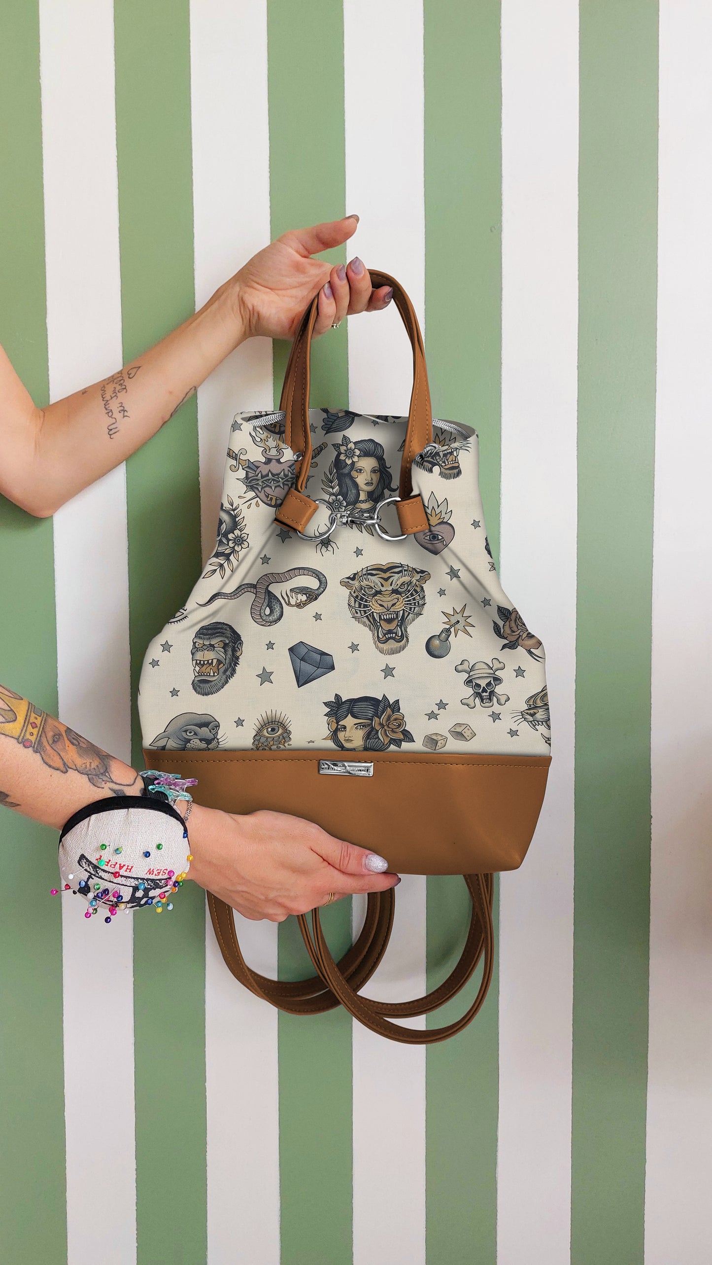 BORSA ZAINO 3 IN 1 CUOIO / tattoo beige