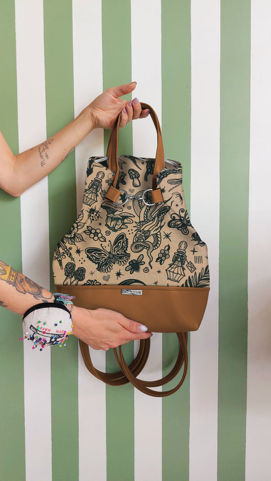 BORSA ZAINO 3 IN 1 CUOIO / tattoo camel