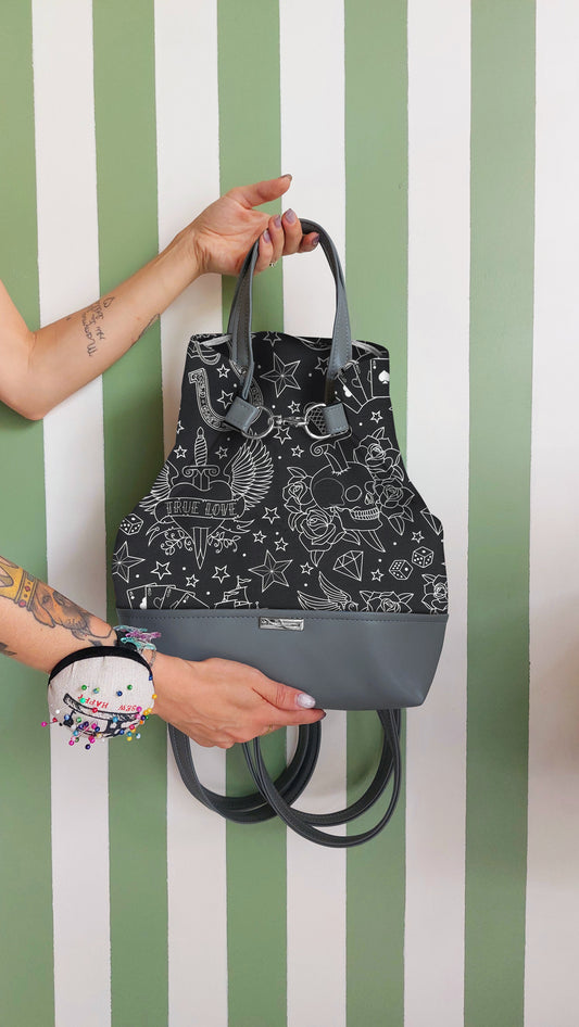 BORSA ZAINO 3 IN 1 GRIGIO / tattoo black