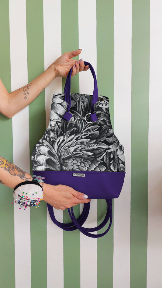 BORSA ZAINO 3 IN 1 VIOLA / b&w