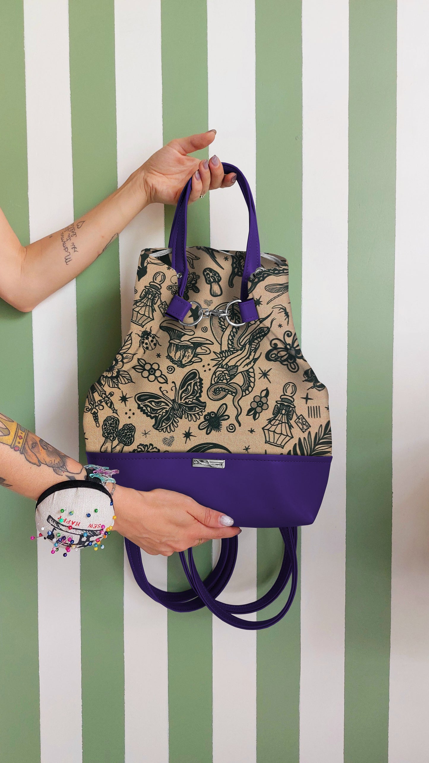 BORSA ZAINO 3 IN 1 VIOLA / tattoo camel