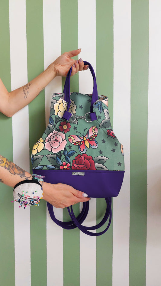 BORSA ZAINO 3 IN 1 VIOLA / true love verde