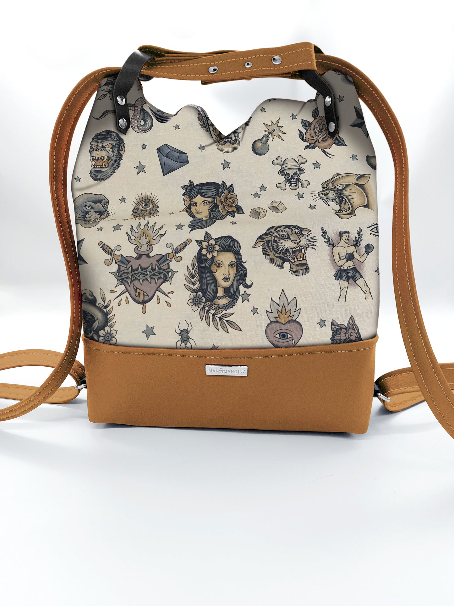 BORSA/ZAINO "BETTA" 2 IN 1 - CUOIO / tattoo beige