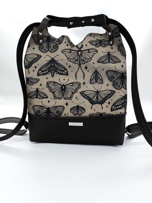 BORSA/ZAINO "BETTA" 2 IN 1 - NERO / butterfly beige