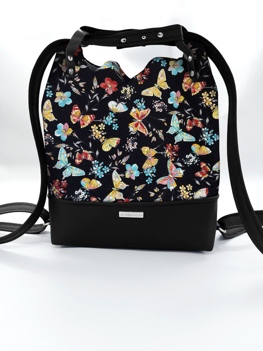 BORSA/ZAINO "BETTA" 2 IN 1 - NERO / butterfly nero