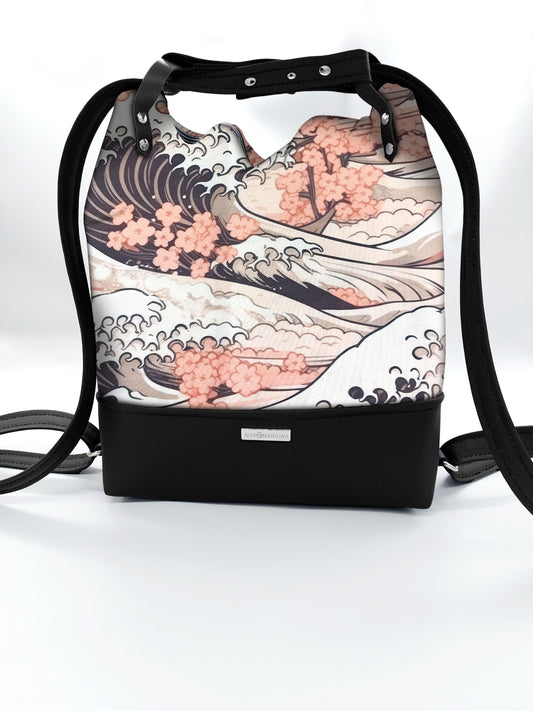 BORSA/ZAINO "BETTA" 2 IN 1 - NERO / japan rosa