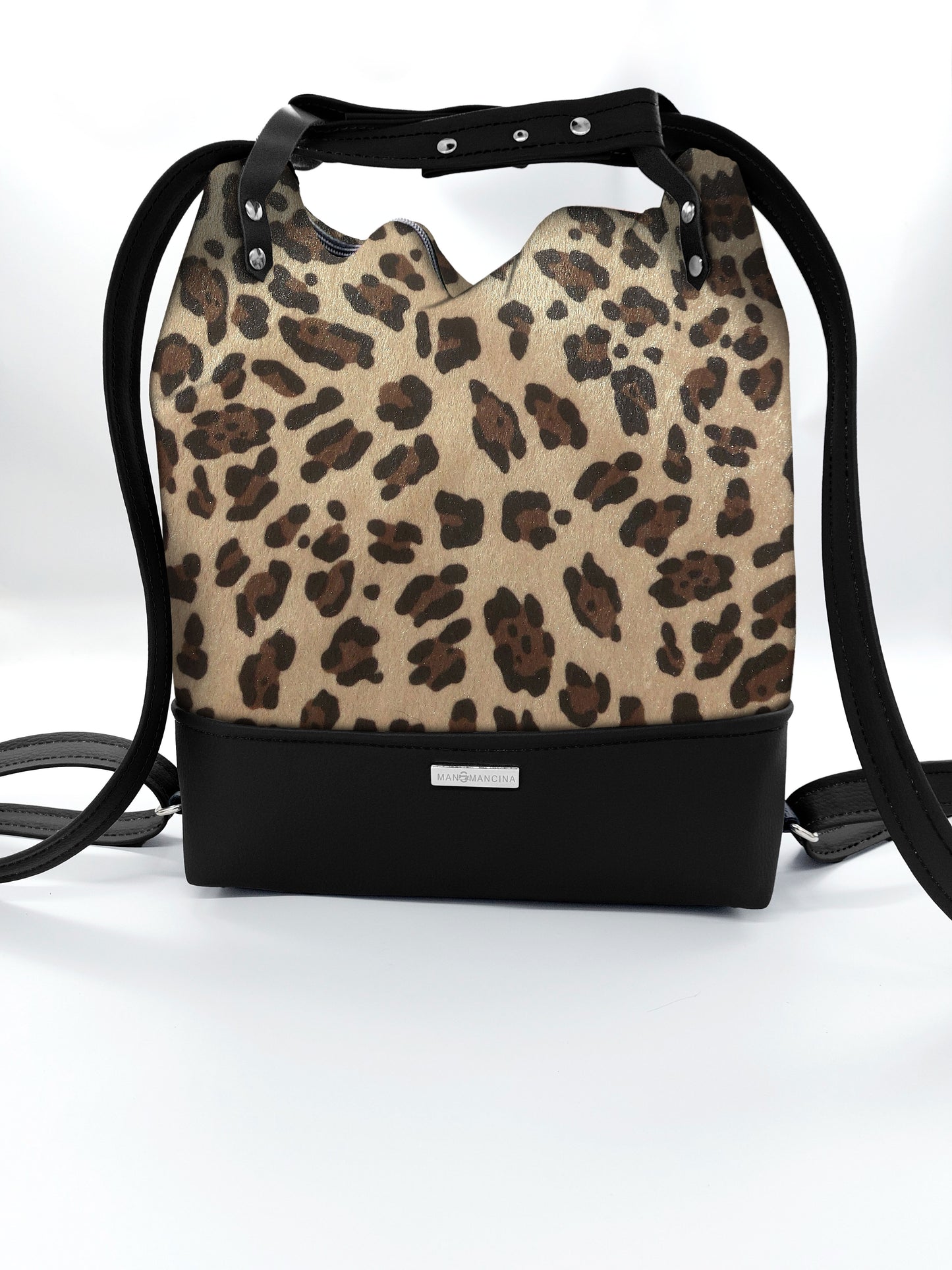 BORSA/ZAINO "BETTA" 2 IN 1 - NERO / animalier