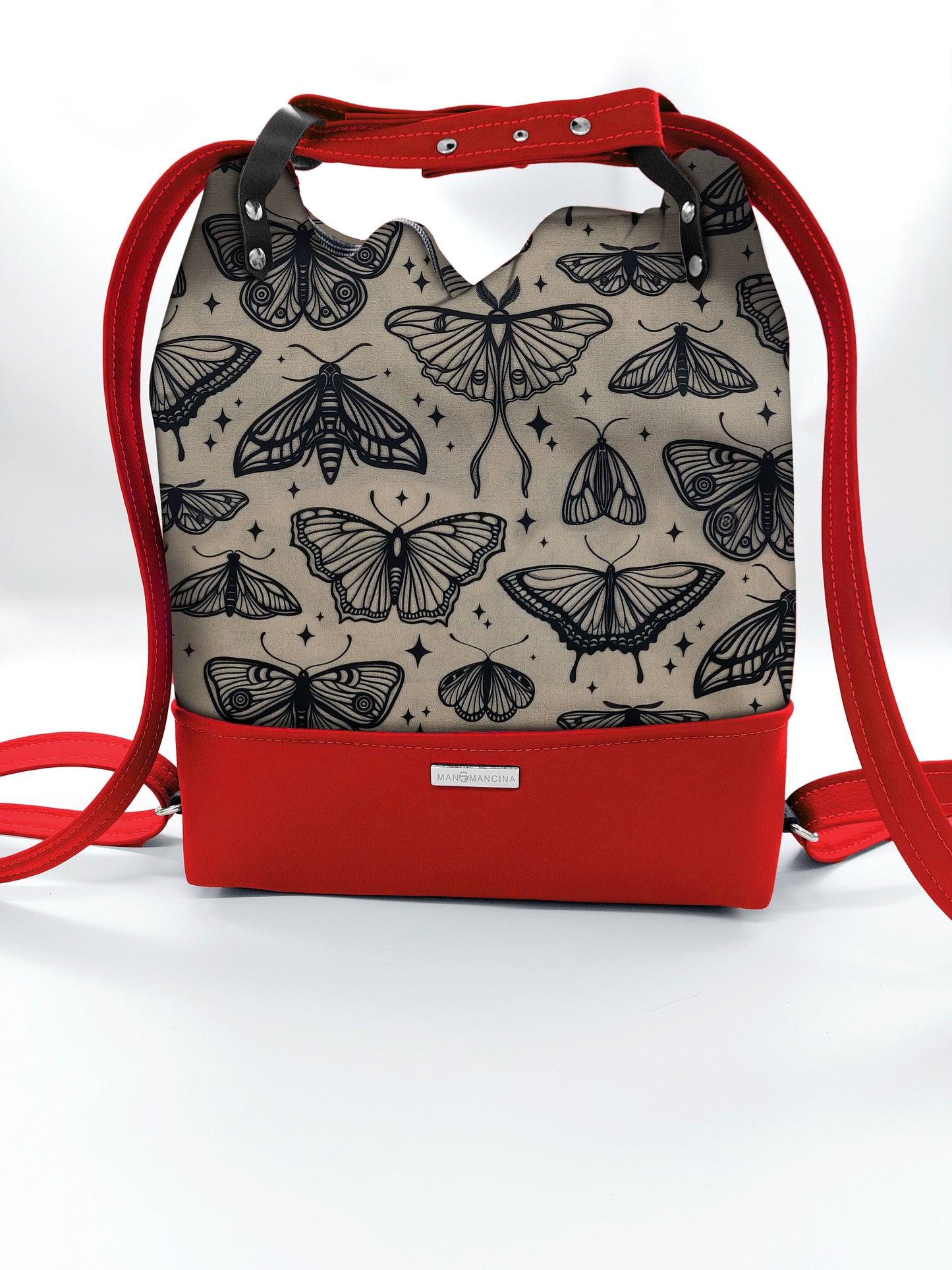 BORSA/ZAINO "BETTA" 2 IN 1 - ROSSO / butterfly beige