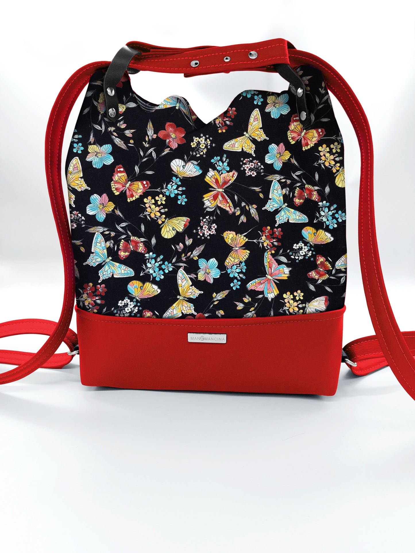 BORSA/ZAINO "BETTA" 2 IN 1 - ROSSO / butterfly nero