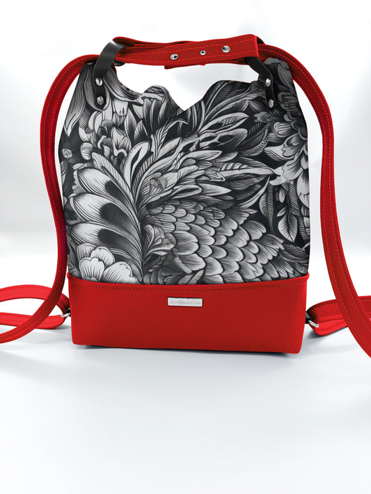 BORSA/ZAINO "BETTA" 2 IN 1 - ROSSO / b&w