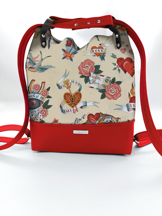 BORSA/ZAINO "BETTA" 2 IN 1 - ROSSO / new love