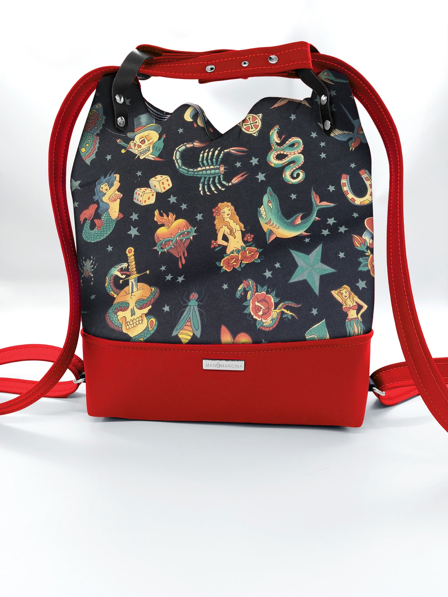 BORSA/ZAINO "BETTA" 2 IN 1 - ROSSO / tattoo one