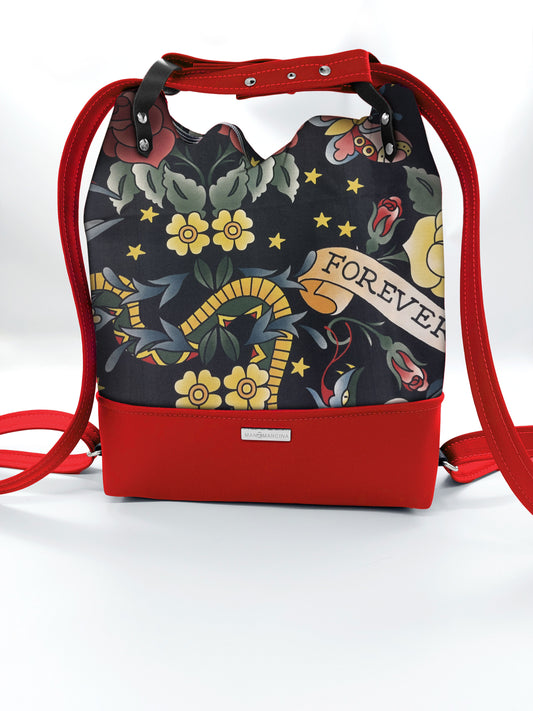 BORSA/ZAINO "BETTA" 2 IN 1 - ROSSO / true love beige