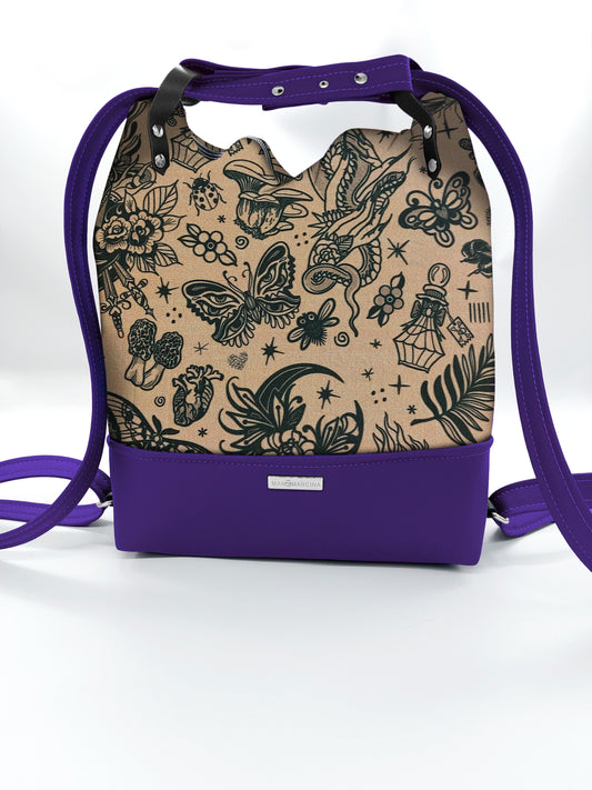 BORSA/ZAINO "BETTA" 2 IN 1 - VIOLA / tattoo camel