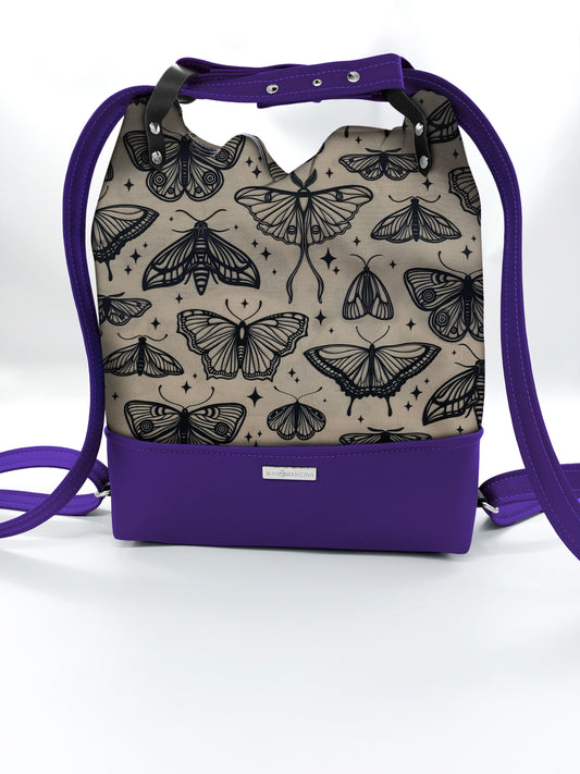 BORSA/ZAINO "BETTA" 2 IN 1 - VIOLA / butterfly beige