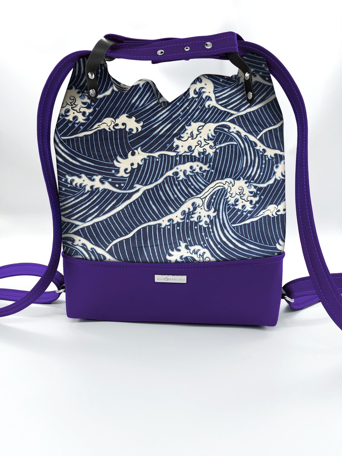 BORSA/ZAINO "BETTA" 2 IN 1 - VIOLA / onde blu