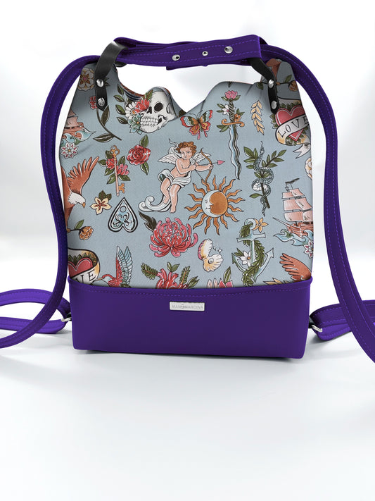 BORSA/ZAINO "BETTA" 2 IN 1 - VIOLA / tell tale azzurro