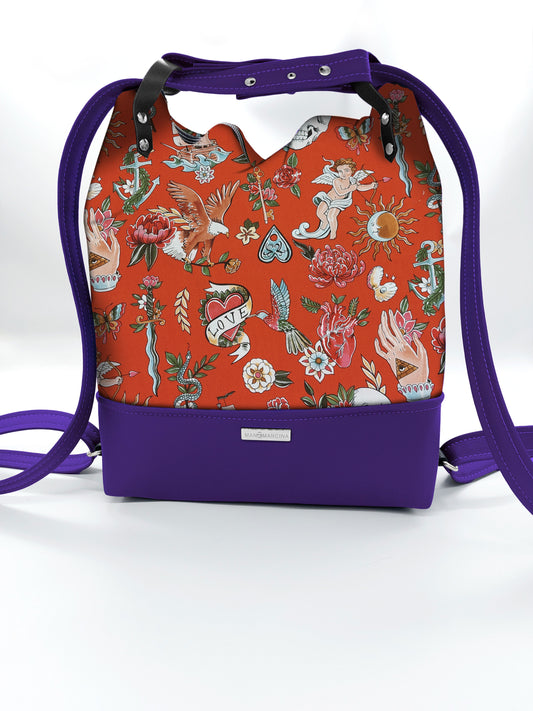 BORSA/ZAINO "BETTA" 2 IN 1 - VIOLA / tell tale rosso