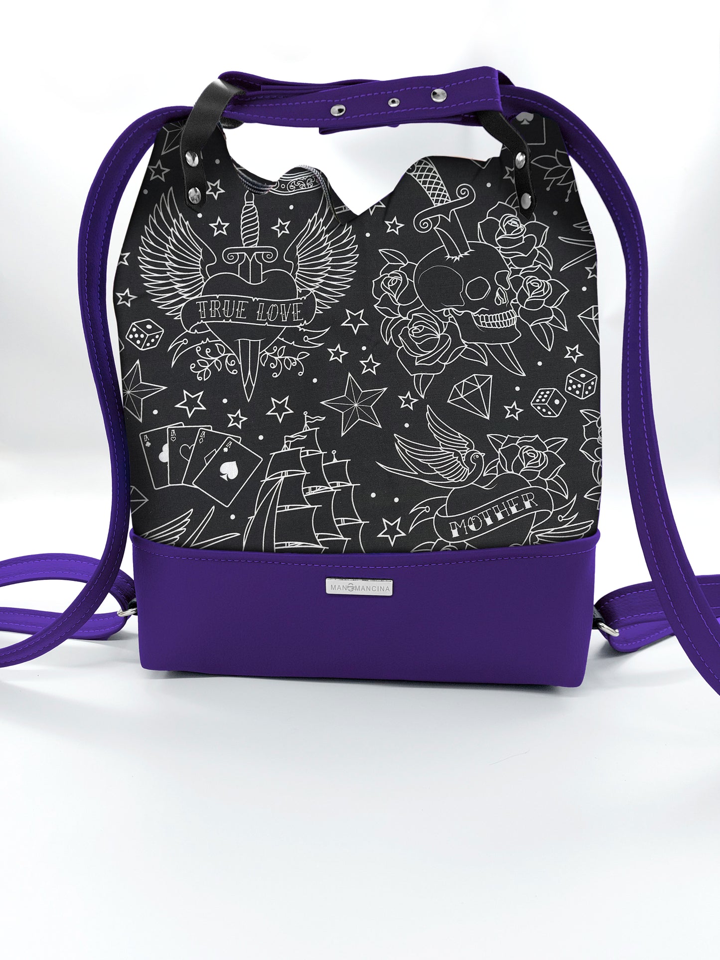 BORSA/ZAINO "BETTA" 2 IN 1 - VIOLA / tattoo black