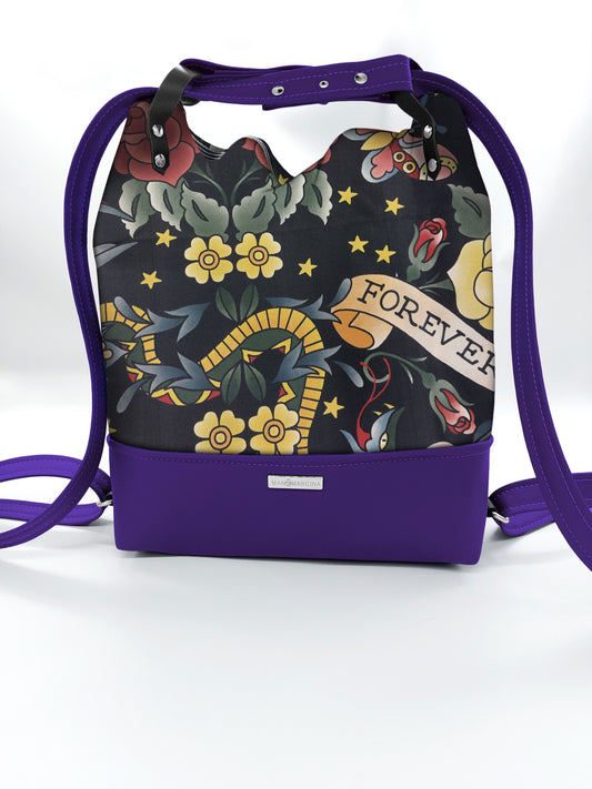 BORSA/ZAINO "BETTA" 2 IN 1 - VIOLA / true love nero