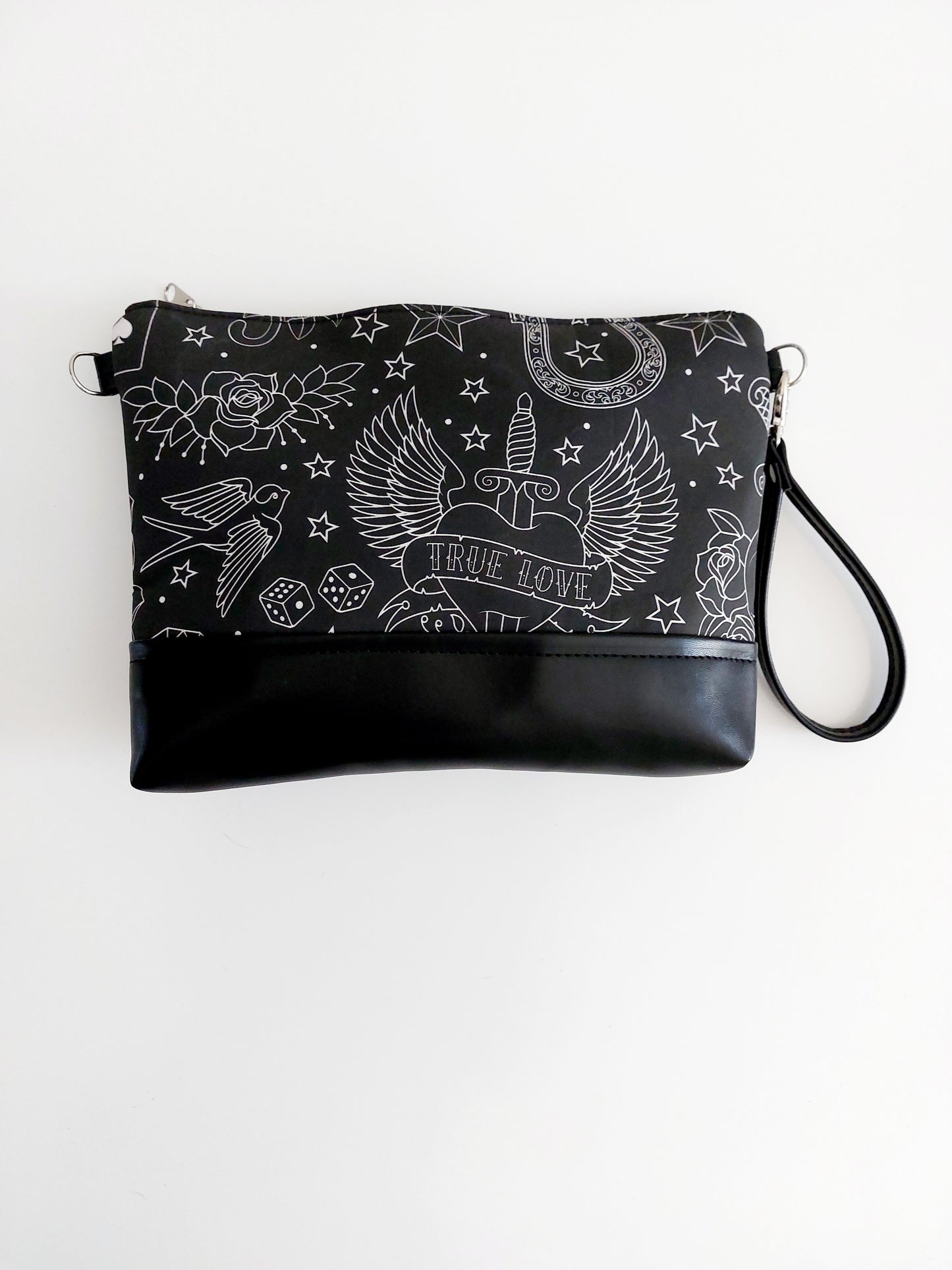 "POSCÈ" pochette in similpelle nero/tattoo black