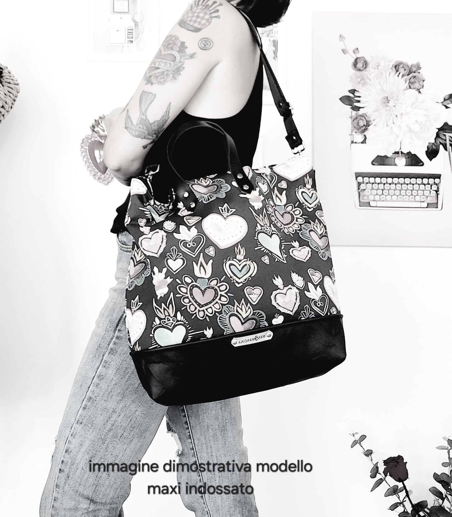 BORSA ZAINO 3 IN 1 CUOIO / tattoo black