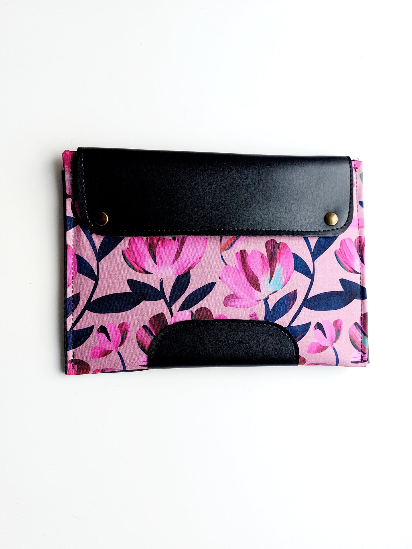 CUSTODIA PORTA TABLET nero/flowers fucsia