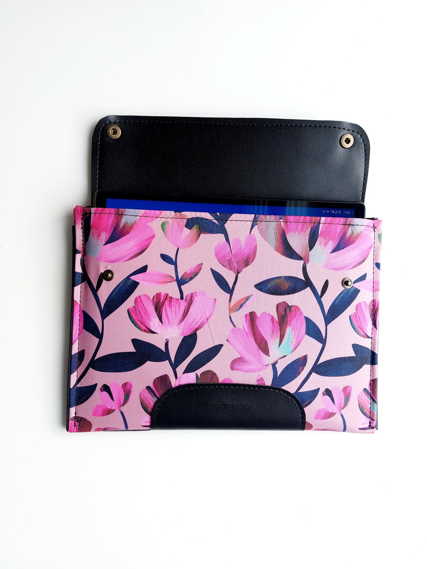 CUSTODIA PORTA TABLET nero/flowers fucsia